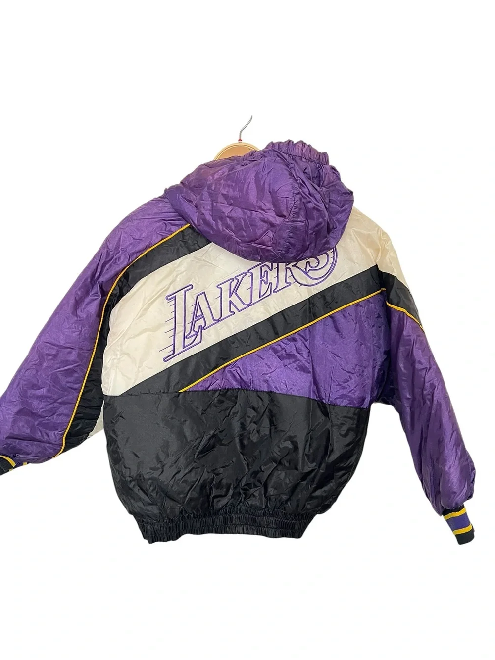 Fan Gear Los Angeles Lakers Colorblock Hooded Windbreaker Purple‎ Black Vintage
